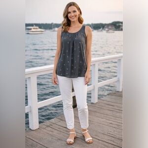 Gray Embellished Women's Top